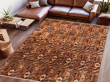 Bohemian Gabbeh Joella Brown/Beige Wool Rug - 6'0'' x 8'8''